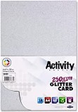 GLITTER CARD SILVER PK 10