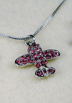 Pink Airplane Necklace