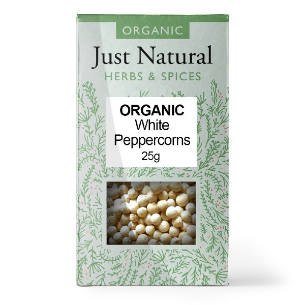 Just Natural Herbs Organic White Peppercorns - 25g