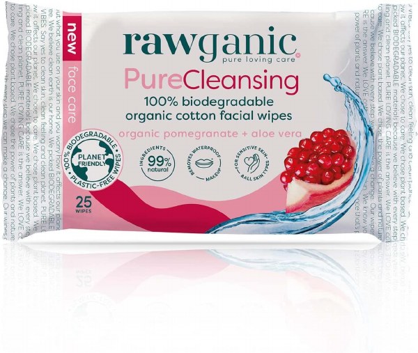 Rawganic Facial Wipes Pomegranate (25 Wipes)