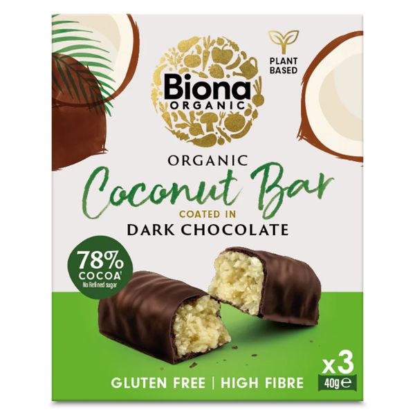 Picture of Biona Dark Chocolate Coconut Bars 3x40g