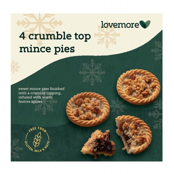 Lovemore Crumble Top Mince Pies x 4