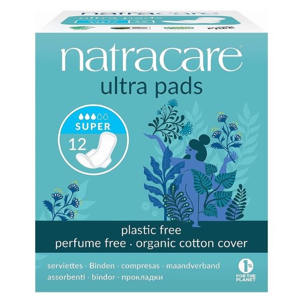 Natracare Ultra Pads Super with Wings - 12 Pads