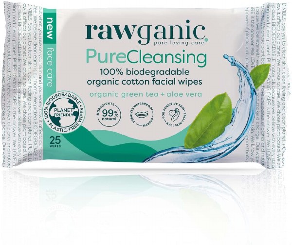 Rawganic Facial Wipes Green Tea (25 Wipes)