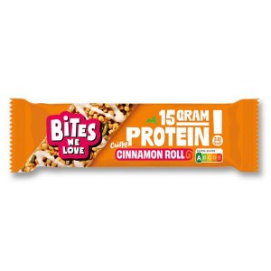Additional picture of Bites We Love Crispy Cinnamon Roll Protein Bar - 50g