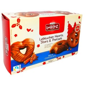 Lambertz Milk Chocolate Lebkuchen Hearts, Stars & Pretzels - 500g