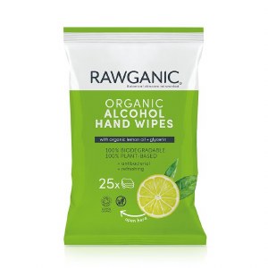 Rawganic Organic Alcohol Hand Wipes x 25
