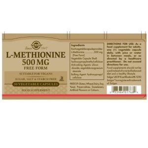 Additional picture of Solgar L-Methionine 500mg - 30 Capsules