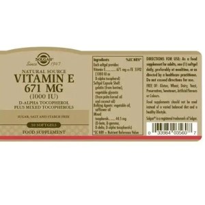 Additional picture of Solgar Vitamin E 1000 IU - 50 Softgels