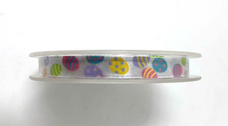 Easter Ribbon Easter Eggs White (9mm)