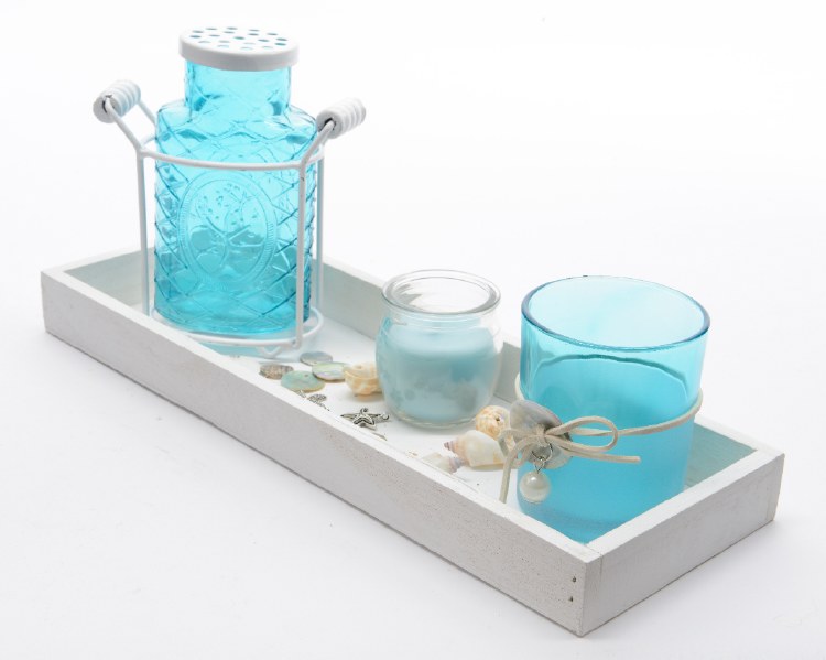 gl sea deco set in wooden tray