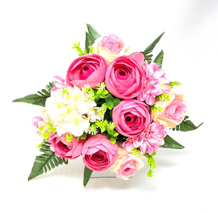 Bush Rose/Ranun/Dahlia/Hyd 38cm x22 Pink