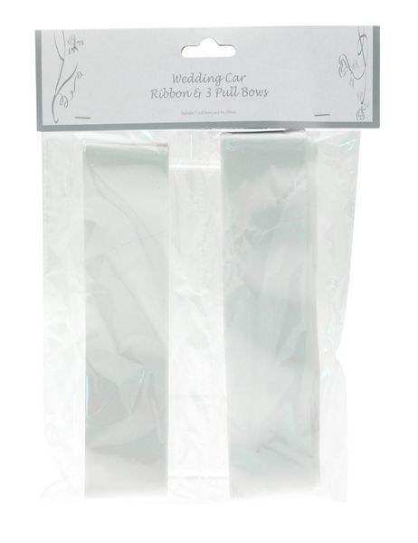 Wedding Car Ribbon White x3