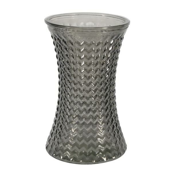 Glass Vase Geometric Dove Grey (12.5x20cm)