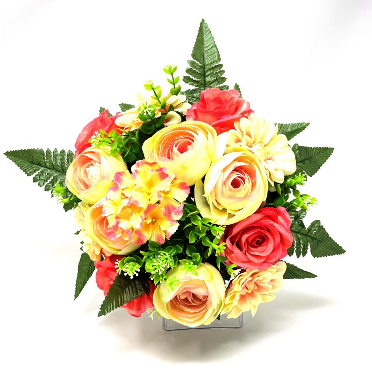 Bush Rose/Ranun/Dahlia/Hyd 38cm x22 Salmon