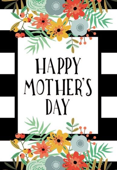 Card Folded Happy Mothers Day Black Stripe
