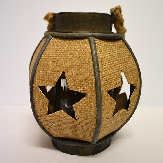Wooden Lantern w.Jute 24cm