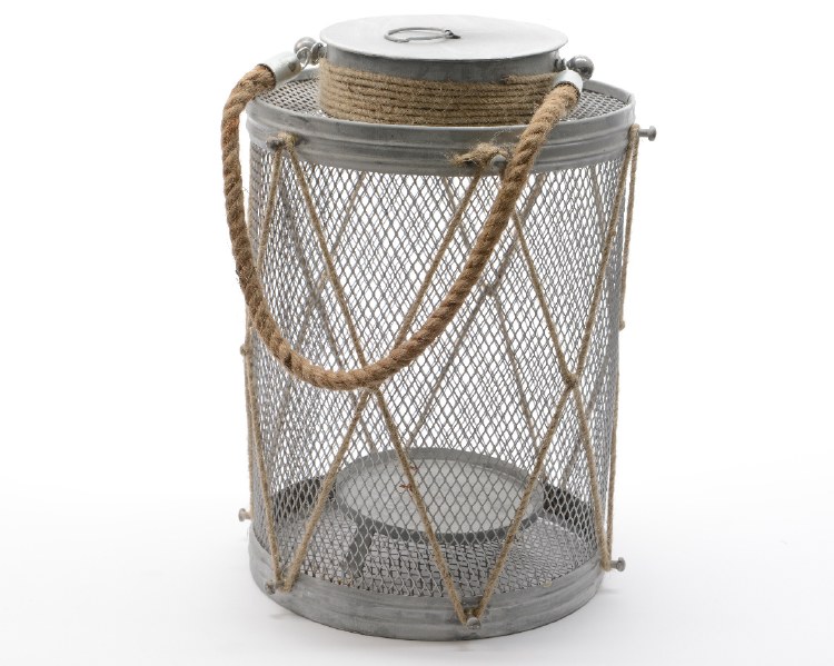 zinc lantern with rope handle