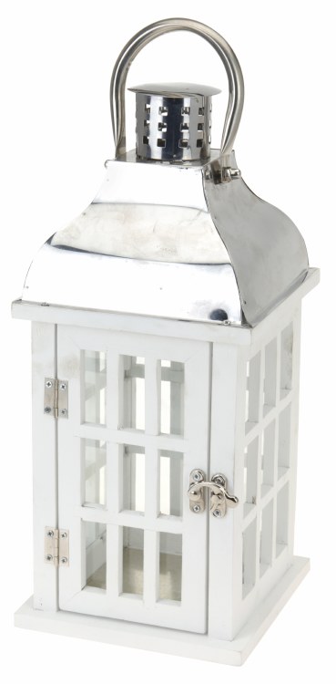 Lantern 47cm White And Silver