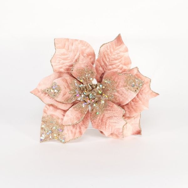 Xmas Poinsettia Clip Rose Gold