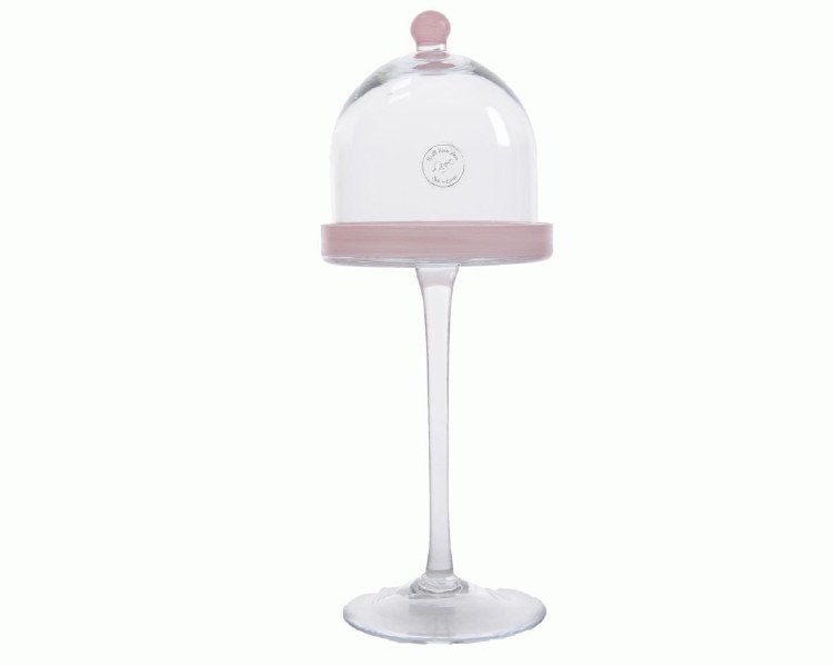 glass bell on foot w white rim
