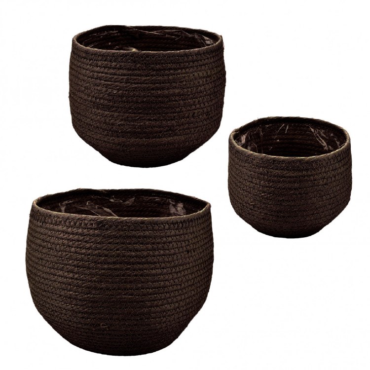 Basket Round Lined Black Medium (17x22cm)