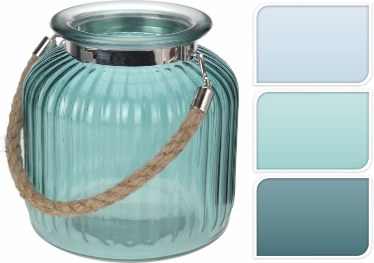 Lantern glass with rope (3 assorted)