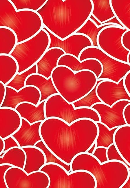 Card Folded Red Hearts (x25)