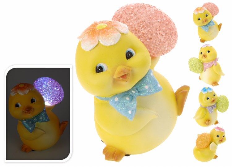 Chicken Polystone with LED Assorted (13cm)