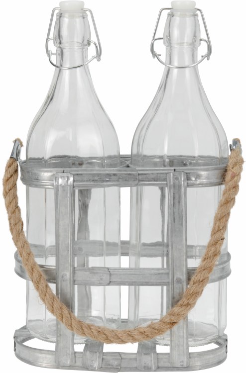 Glass Bottle Set/2 Clear 1L