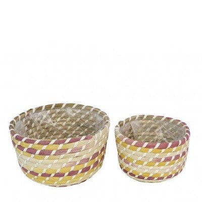 Basket Round Two Tone Pastel Small (15x10cm)