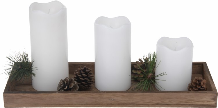 LED CANDLE DECOSET 38CM NATURE