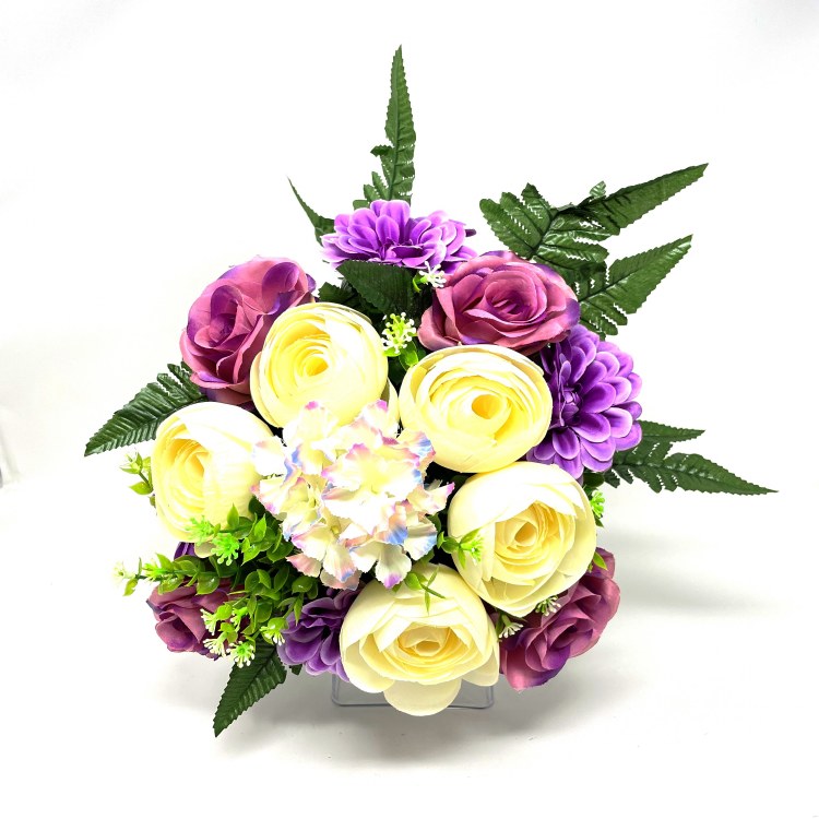 Bush Rose/Ranun/Dahlia/Hyd 38cm x22 Purple