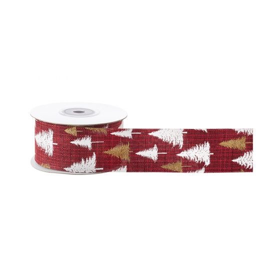 Ribbon Christmas Fir Burgundy 38mm