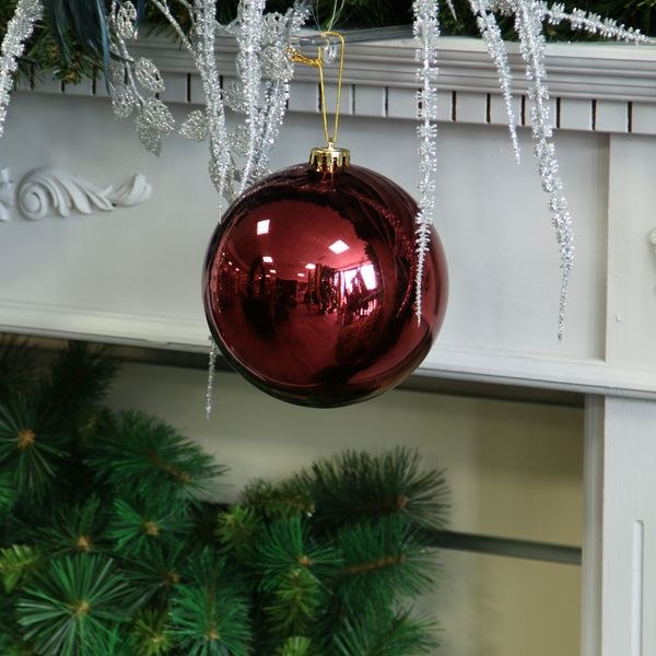 Shatterproof Bauble 15cm Shiny Burgundy Shiny