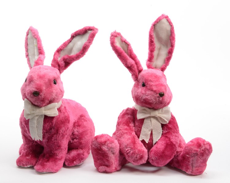 Fake Fur Bunny with Bow Assorted Pink