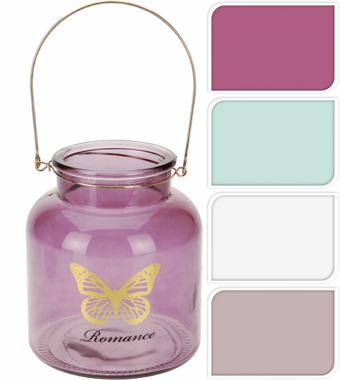 Glass pot (14x14cm/2 colours assorted)