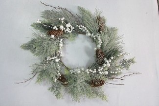Deco Wreath w Cones/Berries Green 50cm