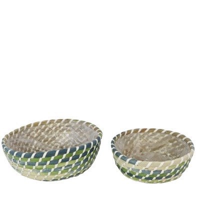 Basket Round Two Tone Green Small (20x7cm)