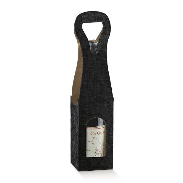 1 Bot. Wine Carrier Silk Black - Seta Nero