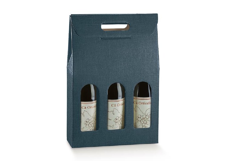 3 Bot. Wine Carrier Black - Seta Nero