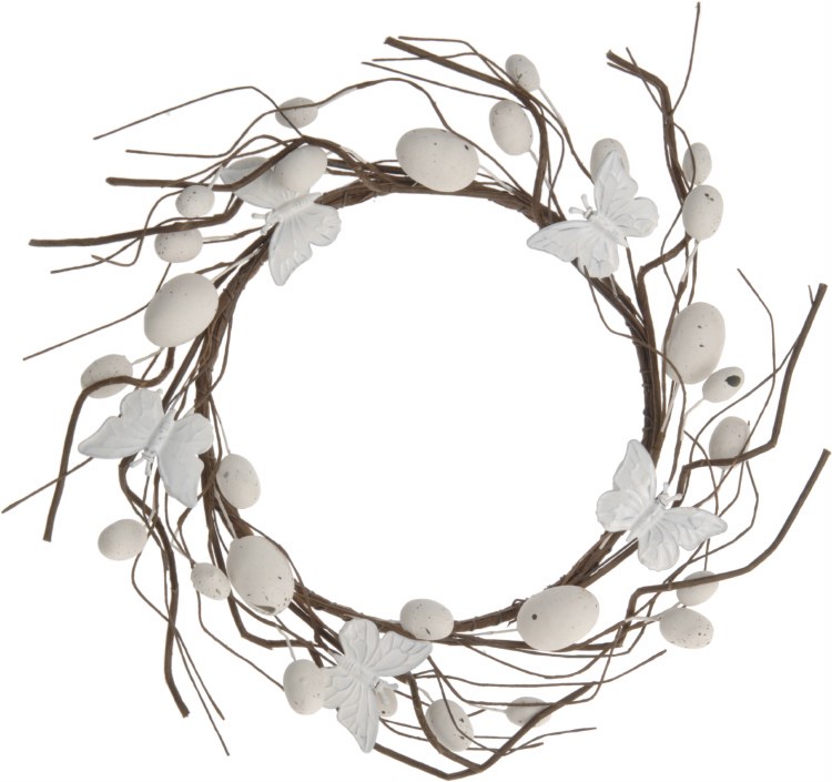 Wreath with Egg Decoration Assorted White 20cm