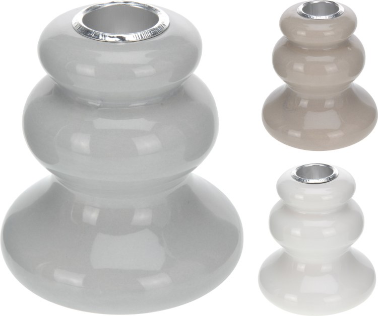CANDLEHOLDER 80X85MM 3ASS CLR