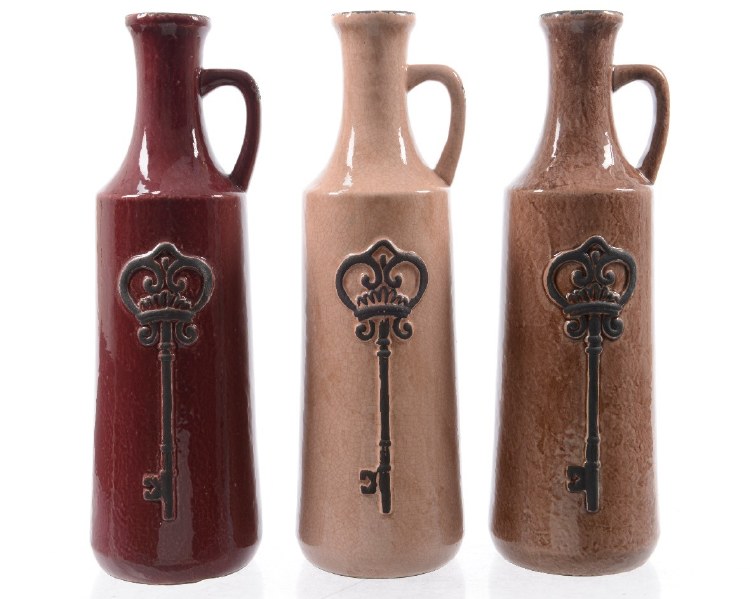 stoneware jar w key 3col ass