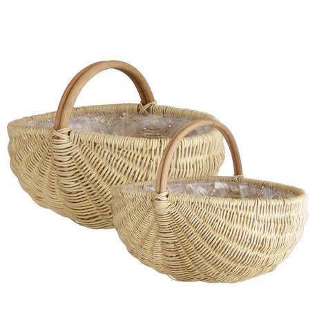 Basket Oval w Handle Natural Medium (38x24x19cm)
