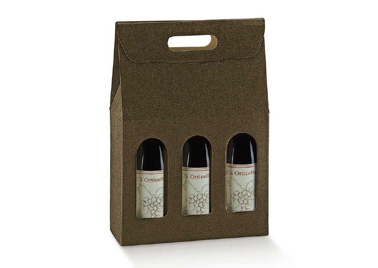 3 Bot. Wine Carrier Brown - Seta Marrone)