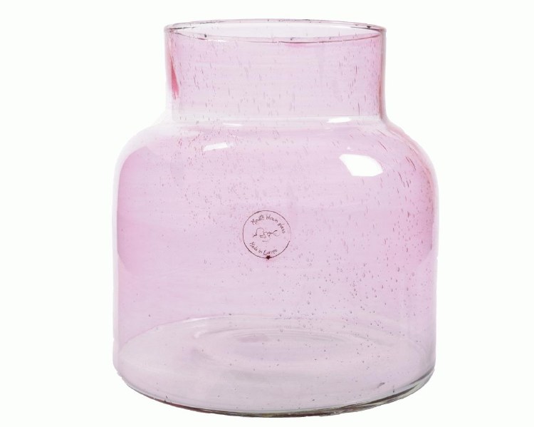 Glass Vase w Bubble Recycled Pink (22x22cm)