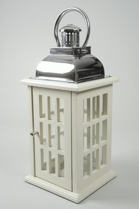 wooden lantern with stainless
