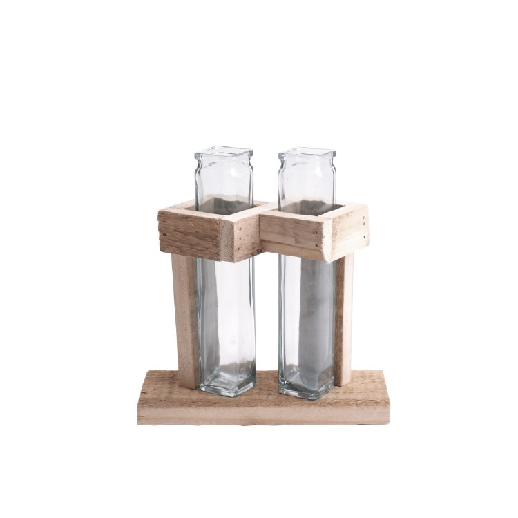 Milk Bottle Flower Market Wood Duo Rack