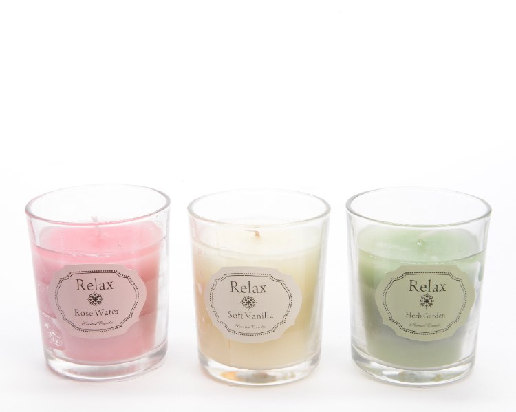 wax in glass w scent 3col ass